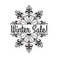 Winter sale text. Discount banner with snowflake. Clearance, flyer, promotion poster template. Vector illustration Royalty Free Stock Photo